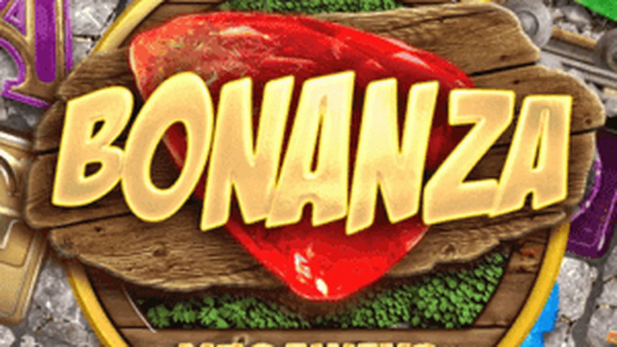 Tampilan visual mesin slot Bonanza Megaways dengan tema pertambangan emas.